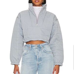 L'ACADEMIE Quinn Cropped Pullover Jacket Puffer Blue Street Date Winter Fall New